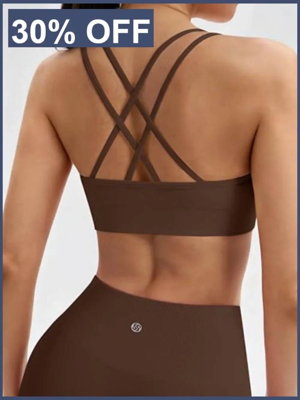 Workout Sets Strappy Sports Bra High Waisted Biker Shorts Tummy Control - Picture 3 of 6
